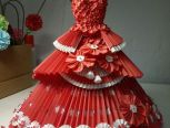纸婚纱之中国红复古欧式礼服