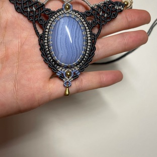 双色交叉网包 蓝纹玛瑙蜡线编绳项链完整教程