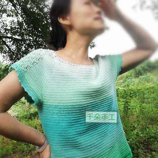 【原创】从上往下钩编简单短袖，绿影