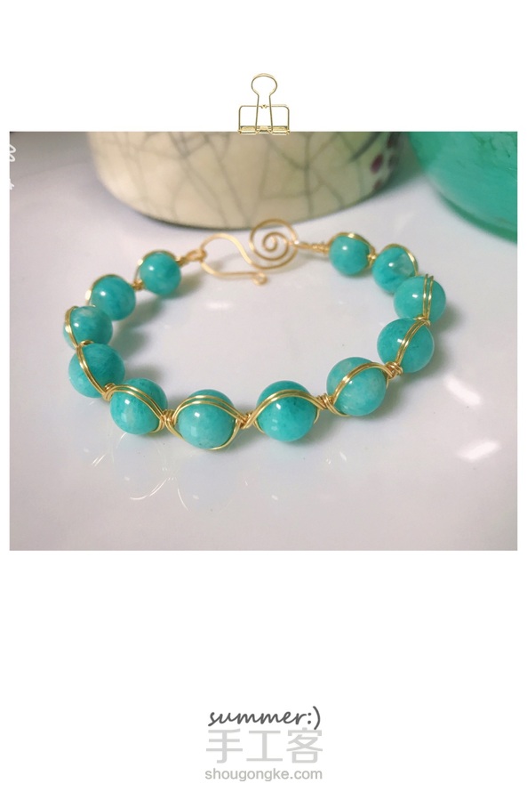 天河石珠串改手镯绕线手镯