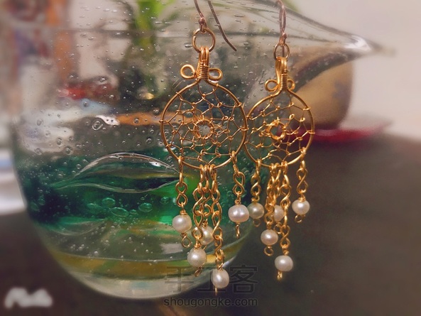 非常精致的绕线捕梦网耳环