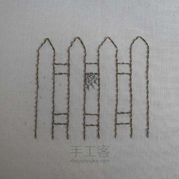 DIY丝带绣——花园里篱笆下 第1步