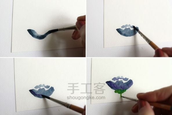 手绘水彩花  教程 第4步