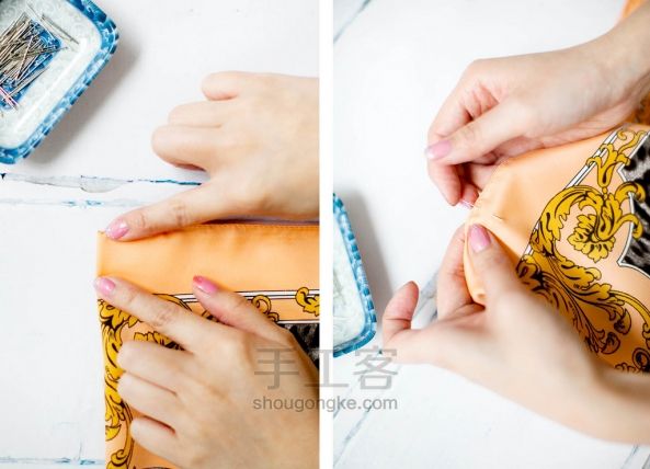 用围巾DIY一条土耳其裙手工教程 第3步