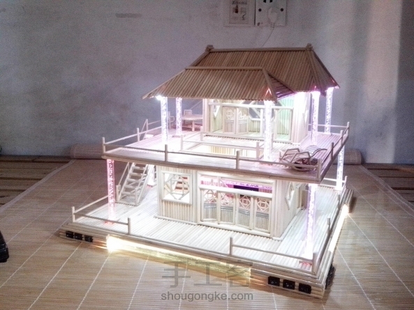 一次性筷子做的电子DIY小木屋