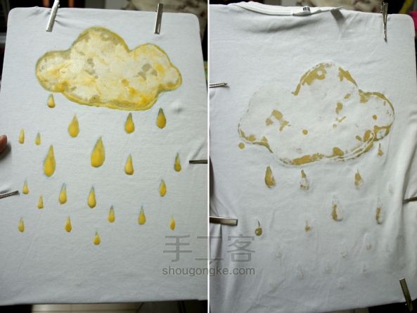 蜡染T恤-下雨云 第5步