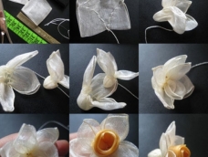 DIY雪纺丝带花图解，教你制作漂亮的头花