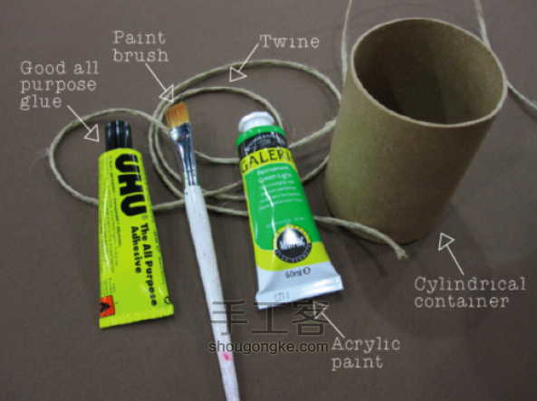 麻绳diy创意笔筒及杯垫设计教程 第1步