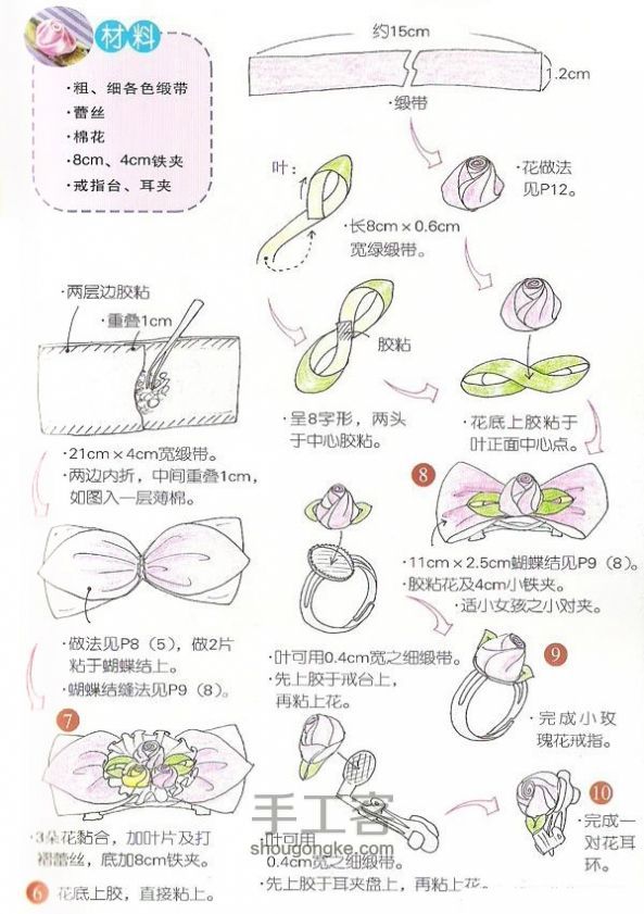 手工制作玫瑰花头花DIY教程 第1步