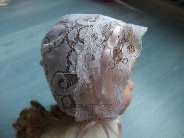 婴儿帽制作之蕾丝公主帽的做法 第8步