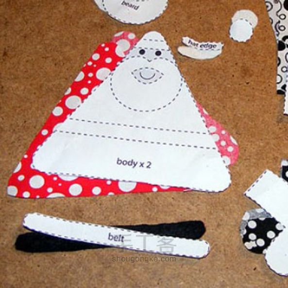 可爱的圣诞老人和企鹅玩偶挂件缝制教程 含DIY纸样 第2步