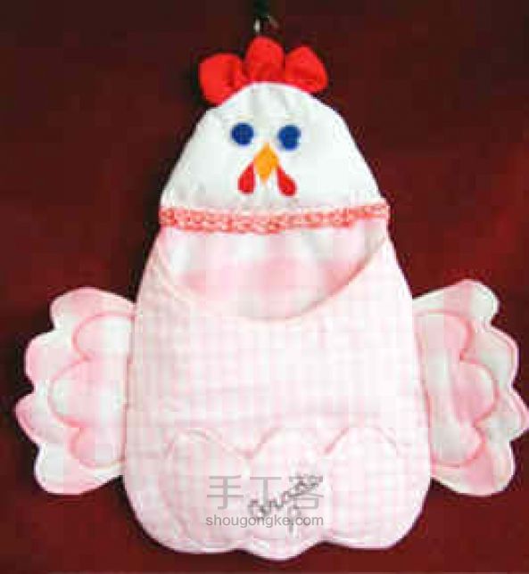 可爱的布艺小公鸡挂袋教程含布艺DIY饰品纸样 第1步