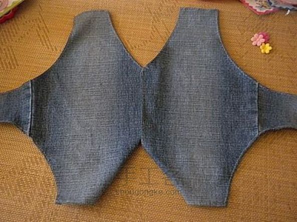 旧牛仔裤改造马甲-母子装两款 第4步