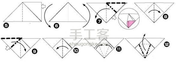 如何折叠心形纸鹤 千纸鹤的折叠方法图解 第3步