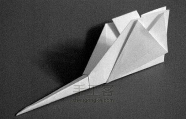 纸飞机的折法 一款复杂的战斗机折纸DIY图解 第19步