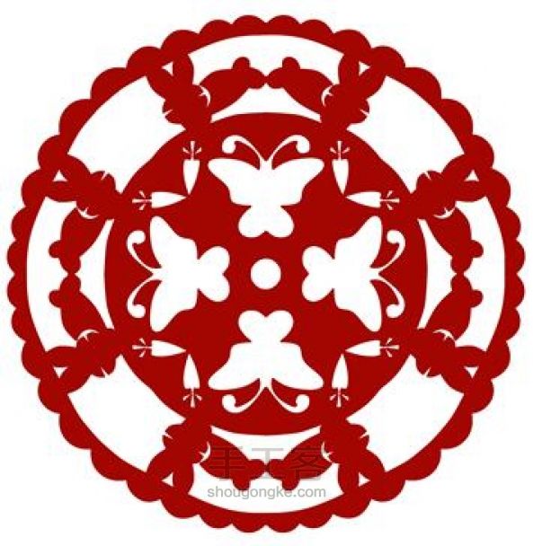 剪纸团花图案 两款团花剪纸图解教程 第2步