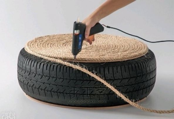 【转载】旧轮胎手工diy麻绳坐垫 第6步