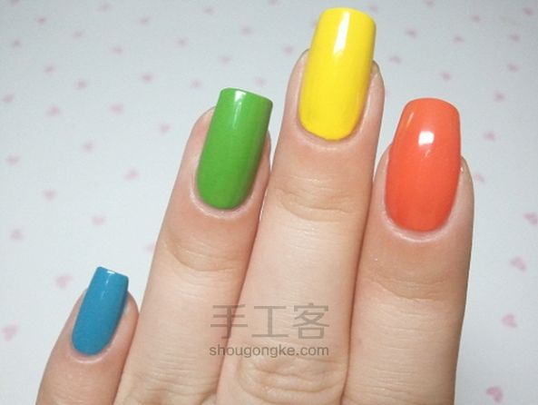 多彩帆布球鞋造型美甲DIY 第3步