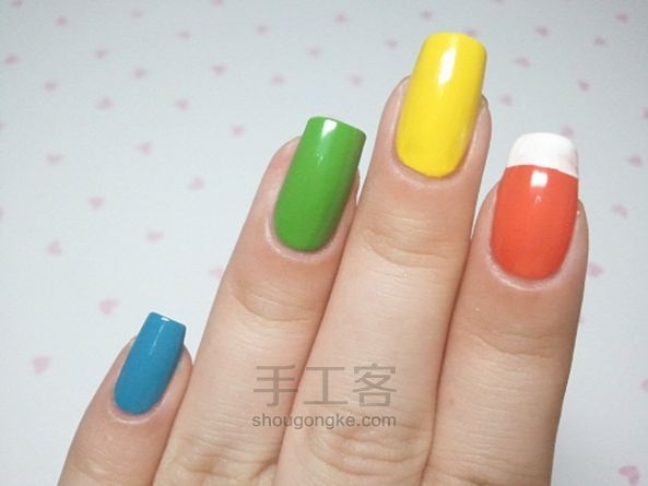 多彩帆布球鞋造型美甲DIY 第4步