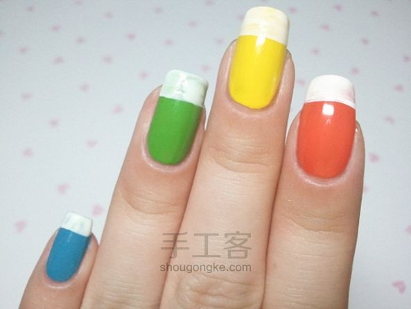 多彩帆布球鞋造型美甲DIY 第5步