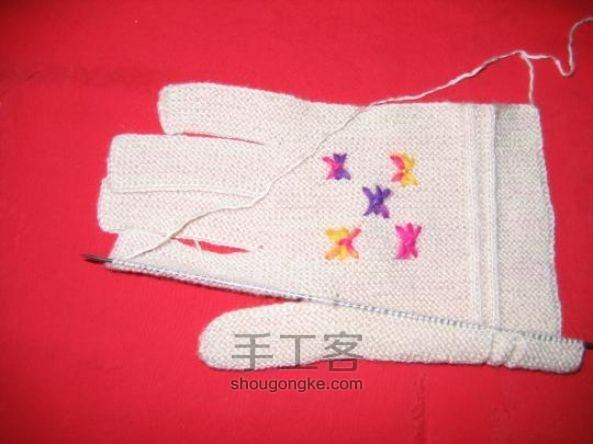 织手套教程：朴素大方的五指手套编织 第25步