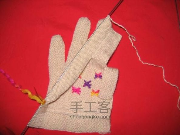 织手套教程：朴素大方的五指手套编织 第37步