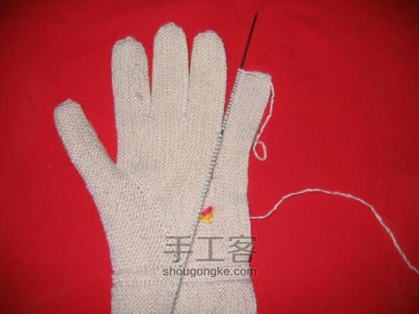 织手套教程：朴素大方的五指手套编织 第38步