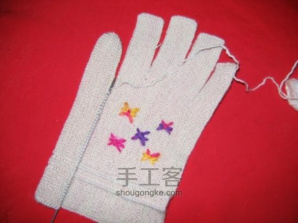 织手套教程：朴素大方的五指手套编织 第22步
