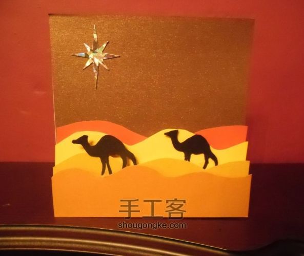 【圣诞贺卡】自制骆驼剪影卡片 第5步