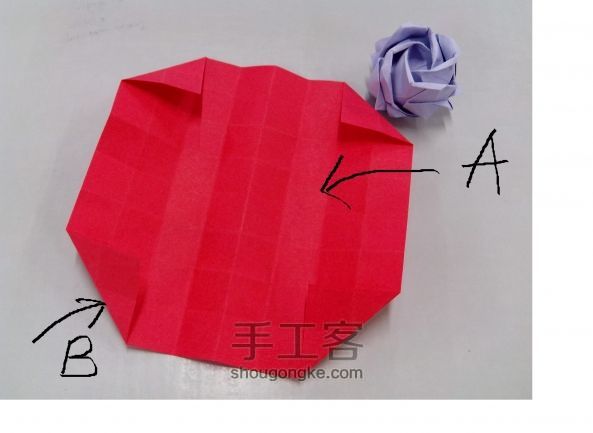 纸质玫瑰折纸教程 第3步