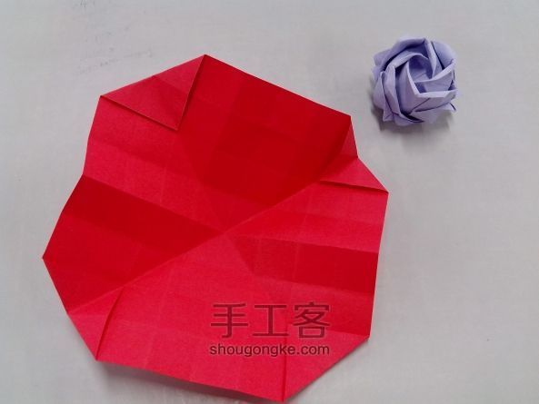纸质玫瑰折纸教程 第4步