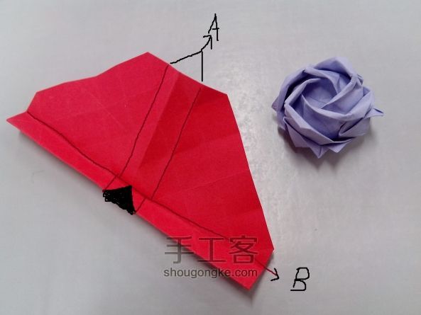 纸质玫瑰折纸教程 第7步