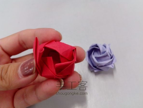 纸质玫瑰折纸教程 第34步