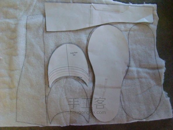 圣诞礼物——DIY 棉拖鞋 第3步