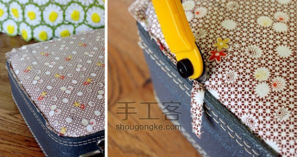 复古碎花手提箱 手工制作 第5步