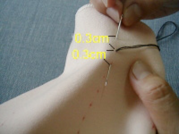 手缝之平针缝法,止缝法 第5步
