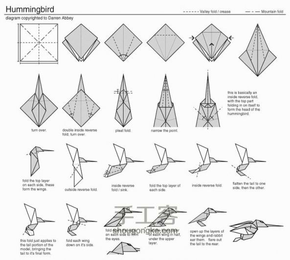 蜂鸟的折纸方法图解教程 第1步