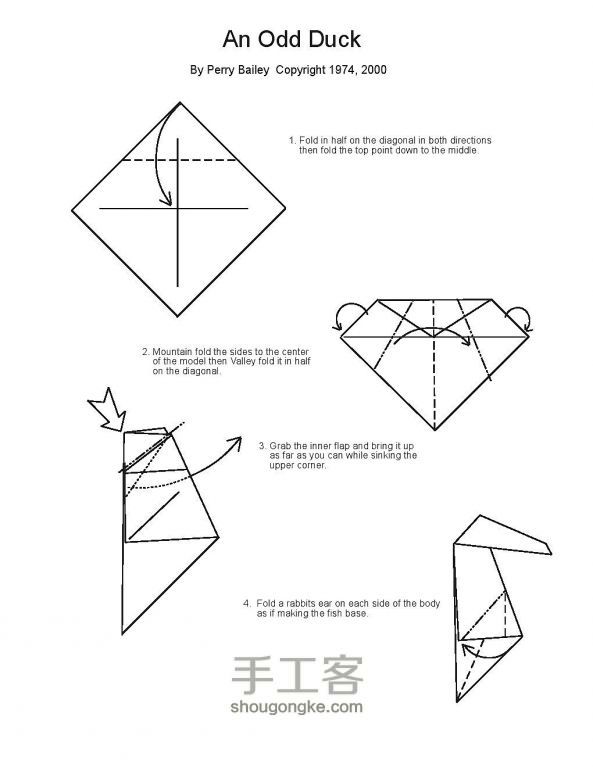 一个奇怪的鸭子的折纸教程图解 第1步