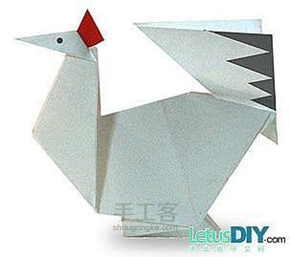 折纸公鸡的纸艺折法 第1步