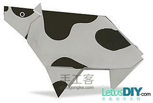 手工纸奶牛的折法 第3步