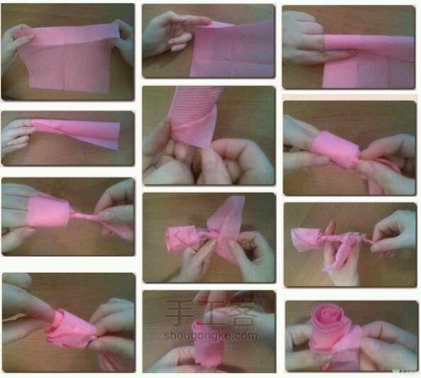 折纸玫瑰花的方法之餐巾纸 第1步