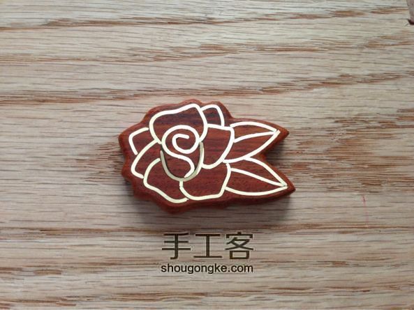 龙王手作：玫瑰花纹铜丝镶嵌木胸针 第12步