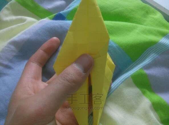 纸鹤系列二 花与鹤的结合折纸教程 第23步