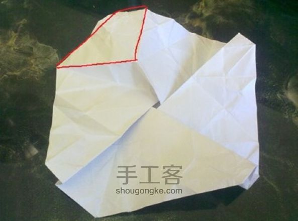 修改版手工折纸川崎玫瑰的折法 第10步