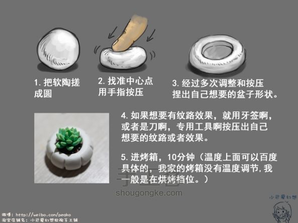 软陶盆子的制作和花式效果 第2步