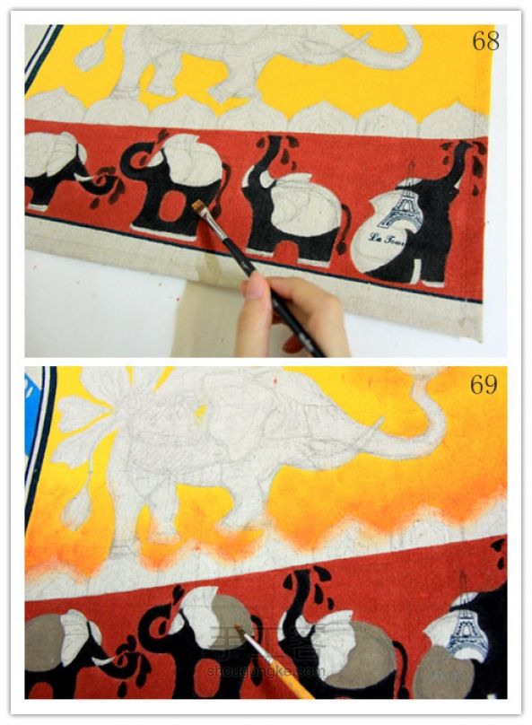 贝碧欧手绘餐垫 泰国大象 第21步
