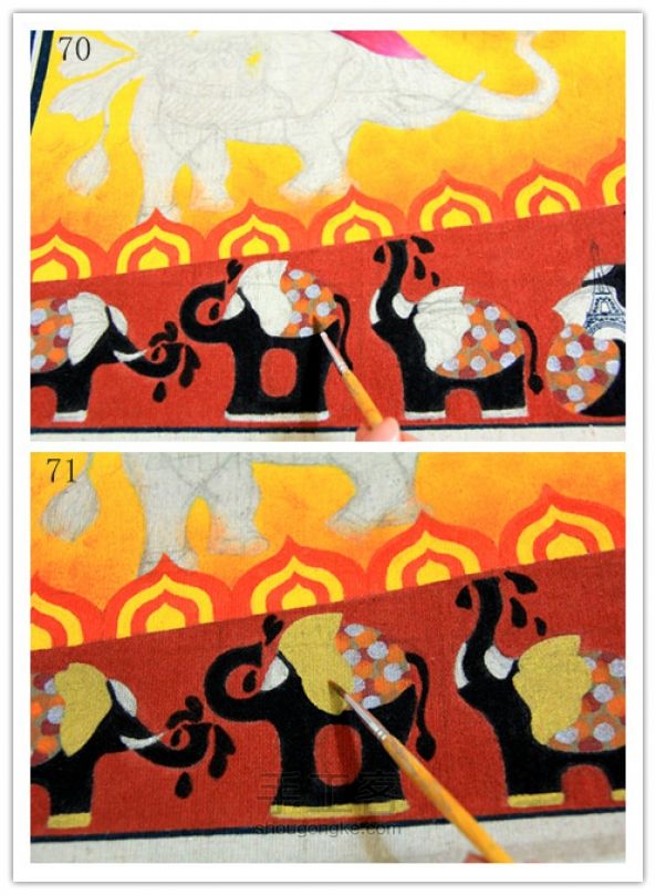 贝碧欧手绘餐垫 泰国大象 第22步