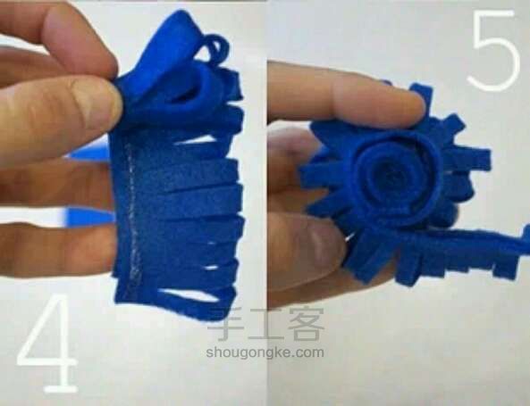 慢慢变蓝，手工制作蓝色花朵发箍 第3步