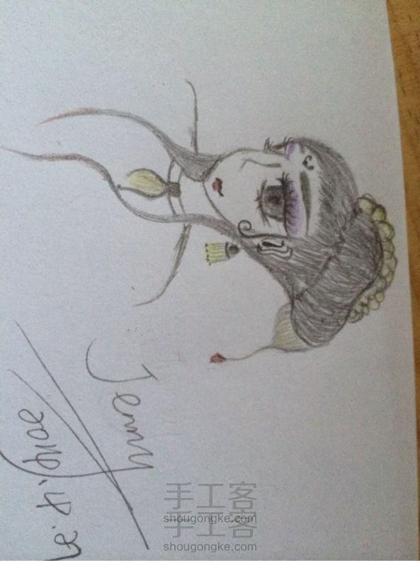 彩铅与铅笔的古代女子