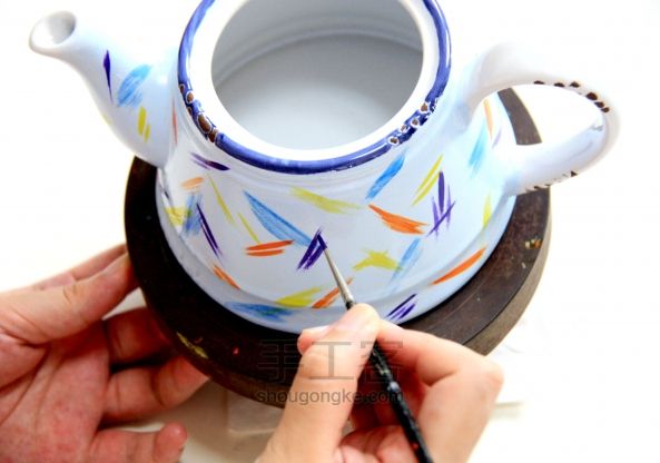 手绘搪瓷罐-别具一格的茶壶茶杯 第6步